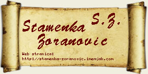 Stamenka Zoranović vizit kartica